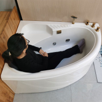 【可開發票】小戶型浴缸成人家用按摩恒溫日式獨立式三角形扇形加厚小浴盆弧形