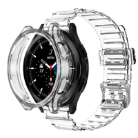 Case + strap for Samsung galaxy watch 4 40mm 44mm band Soft TPU Clear case for galaxy watch 4 classic 46mm 42mm strap bumper