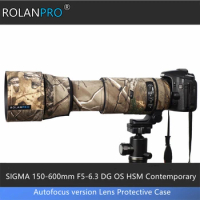 ROLANPRO Lens Camouflage Coat Rain Cover for SIGMA 150-600mm F5-6.3 DG OS HSM Contemporary (AF Version) Guns Protective Sleeve