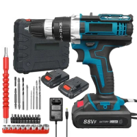 Cordless Impact Drill Electric Screwdriver 25+3 Torque Driver Rechargeable Handheld Hammer Drill Power Tool Li-ion Battery