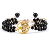 22 Style Black Llight Natural Stone Bracelet Tree of Life Infinity Lion Head ECG Charm Wrap String Braided Bracelets Men Jewelry