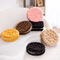 Creative Simulation Biscuits Shaped Plush Pillow Round Square Cookie Lifelike Food Snack Sandwich Biscuits Stuffed Toys Cushion