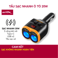 Tẩu sạc nhanh ô tô 20W cao cấp AutoX Bảo hành 12 tháng 5 cổng kết nối thiết kế thông minh tự động ng