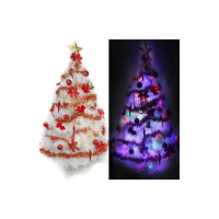 【摩達客】耶誕-12尺/12呎-360cm台灣製特級白色松針葉聖誕樹(含紅金色系/含100燈LED燈7串/附控制器)