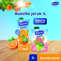 [PROMO] - BUY 1 Buavita Jus Kemasan Rasa Buah Asli Jeruk 1000 mL FREE Buavita Jambu 500 mL