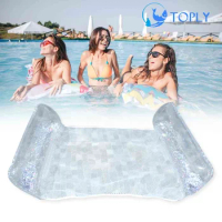 Foldable Inflatable Floating Swimming Mattress Portable Floating Row with Sequins Adult Swimming Pool Water Hammock Recliner