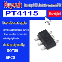 5pcs 100% new original spot SMD PT4115B89E PT4115 SOT-89-5 30V/1.2A LED constant current driver constant current chip