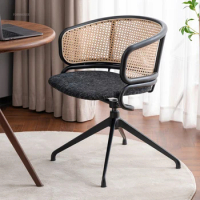 Simple Rattan Backrest Office Chair for Modern Home Comfortable Nordic Retro Rotate Design Chairs Bedroom Computer Gaming Chair