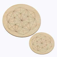 Mandala Crystal Grid Board Yoga Meditation Sacred Geometric Wooden Plate Meditation Yoga Spiritual Wicca Altar Ritual Supplies