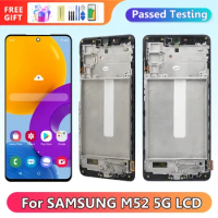 AMOLED Screen for Samsung Galaxy M52 5G M526B M526BR Lcd Display Touch Screen with Frame Replacement for Samsung M52 5G