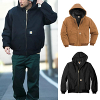 Carhartt卡哈特 美國版J140 Duck Active Jacket 重磅法蘭絨連帽工裝外套 男 美版素面口袋保暖寬鬆夾克 休閒耐磨防風 106673