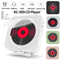 Portable 3.5mm Music Player LED Display Bluetooth-compatible 5.1 Stereo CD Player FM Radio Stereo Speaker CD Player with Bracket