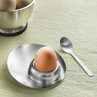 304不銹鋼砂光蛋托雞蛋座蛋杯甜點醬料碟創意花式早餐工具送勺子