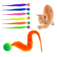 Cat Toy Bouncy Ball Caterpillar Jumping Ball Cat Funny Cat Interactive Toys Stick Accessories J8O9