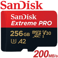 【公司貨 SanDisk】256GB 200MB/s Extreme PRO microSDXC TF U3 V30 A2 記憶卡
