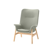 VEDBO 高背扶手椅, gunnared 淺綠色, 80x85x108 公分