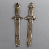 銅劍掛件腰飾黃銅雕精美手把件小銅劍掛件銅雜件古玩銅器 七星劍