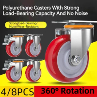 4/8 Pieces Furniture Casters 1.5 Inch Soft Rubber High Load Bearing Swivel Caster Wheel Platform Trolley Accessories Furniture