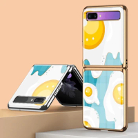 Z Flip 3 Funda Case for Samsung Galaxy Z Flip 3 Z Fold 3 Z Fold 2 Poached Egg Tempered Glass Protetion Phone Case Cover Z Fold 3