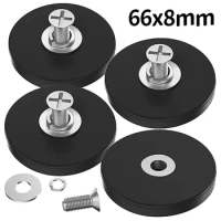 4pcs 66x8 Rubber Coated Magnet Strong Mounting Neodymium Magnets Base Suction Cup Magnet M6 Thread Anti-Scratch Lighting Camera