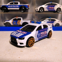 MINIATUR DIECAST SKALA 1/64 HOTWHEELS MITSUBISHI LANCER EX CUSTOM MOBIL POLISI INDONESIA PJR PATWAL