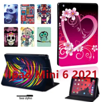 Tablet Case for Apple IPad Mini 6 2021 Inch with Pattern PU Leather Stand Protective Case for IPad Mini 6 2021 A2567 A2568 A2569