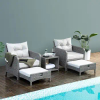 Pamapic 5 Pieces Outdoor Patio Wicker Chairs Set with Ottoman .
