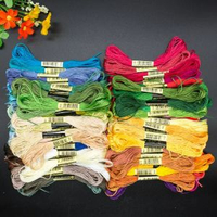 24 50 100*447色十字繡線 刺繡線 手工DIY十字繡配線編織彩色棉線 一支8米6股 12支繡線