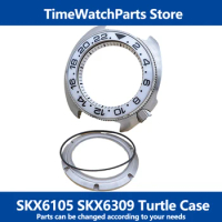 Seiko Watch Mod Turtle Silver Case Stainless Steel SKX6105 SKX6309 Watch Cases Crown 4.1 Oclock Sapphire Crystal Men Watch Parts