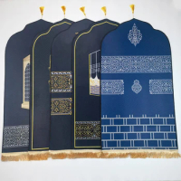 New Velvet Tassel Muslim Mat 70x110cm Arab Islam Prayer Carpet Ceremony Blanket Worship Rug Vintage Pattern Eid Rugs Decor