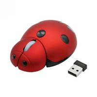 Wireless Mini Animal Mouse Portable Creative Ladybug Shape Ergonomic Computer Mouse for Desktop Comp