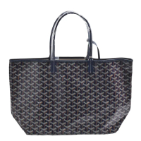 【GOYARD 高雅德】經典St. Louis PM防水帆布LOGO購物包(中-深藍AMALOUIS-PM01-DEEP-BLUE)