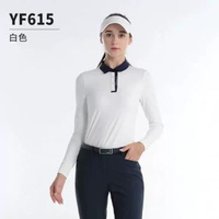 #N/A - PGM高爾夫女士秋冬長袖T恤服裝幻彩運動面料衣服翻領運動服