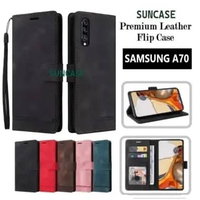 SUNCASE samsung A70 cover hp model dompet multi fungsi flip case wallet leather SUNCASE BROWN