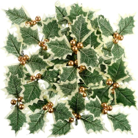 Artificial Holly Berries with Leaves for Christmas Wreath Wedding Flower Arrangement Gift Scrapbooking Decor Fake Berries