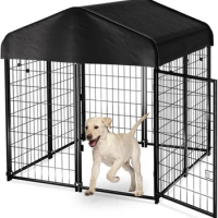 PawGiant Dog Kennel Outdoor Dog House with Roof Waterproof Cover for Medium to Small Dog Outside 4ft x 4ft x 4.5ft, Dog Enclosur