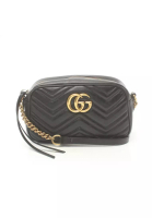 Gucci 二奢 Pre-loved Gucci GG Marmont chain shoulder bag leather black