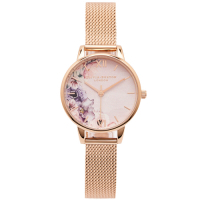 OLIVIA BURTON 花香錦簇款米蘭帶手錶(OB16PP39)-粉色面/30mm