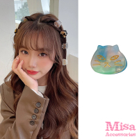 【MISA】貓咪髮夾 暈染髮夾/韓國設計彩色暈染壓克力可愛小貓咪造型抓夾 髮夾(9色任選)