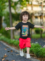ชุดเสื้อกางเกง Marvel Superheroes สีดำแดง
