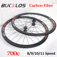 BUCKLOS Carbon Wheels V Brake 700c Road Bike Wheelset Road Bike Wheelsets Disc Brake Hub 5 Sealed bearings Fit Shimano HG