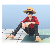 Anime One Piece Monkey D Luffy Figure Sitting Position Model Toys Gift Cake Car Decoration Collection Fashion Trendy Doll 10cm