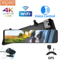 HGDO 12" Dash Cam 4k GPS WIFI Rear view mirror 3 in 1 Sony IMX415 Video Recorder Front and Rear camera Real 4K Dash Cam Car DVR