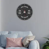 50kg 3D Barbell Wall Clock Modern Non Ticking Men Decorative Clock for Home Gym Bodybuilding Workout Weight Lifting Decoration