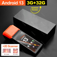 New 4G Android 13 POS PDA Terminal 1D 2D Barcode Scanner Reader built-in Thermal Receipt Bill Printer Handheld Wifi NFC Loyverse