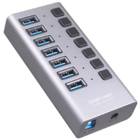 【伽利略】USB3.1 Gen1 7埠 HUB 鋁合金 獨立開關(PEC-HC707)