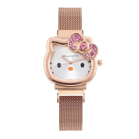 ✨     [Subsidy in Progress] Kitty Cat KT Watch with Diamond Decoration, Ribbon, Magnetic Strap Cute 