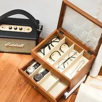 【雙層 眼鏡手錶盒】大容量眼鏡盒 客製刻字 手錶木盒