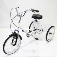 High Carbon Steel Tricycle 4 Inch Adult Tricycle Pedal TricycleCar Cargo Trailer Pet Cart OutdoorTravel Pedal Tricycle