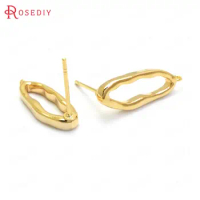 10PCS 18K Gold Color Brass Irregular Long Oval Shape Stud Earrings Pins High Quality Diy Jewelry Making Accessories for Women